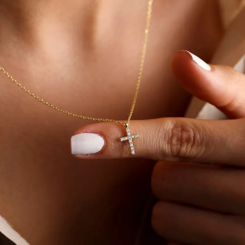 Cubic Zirconia Cross Pendant Necklace made by Victoria Emerson
