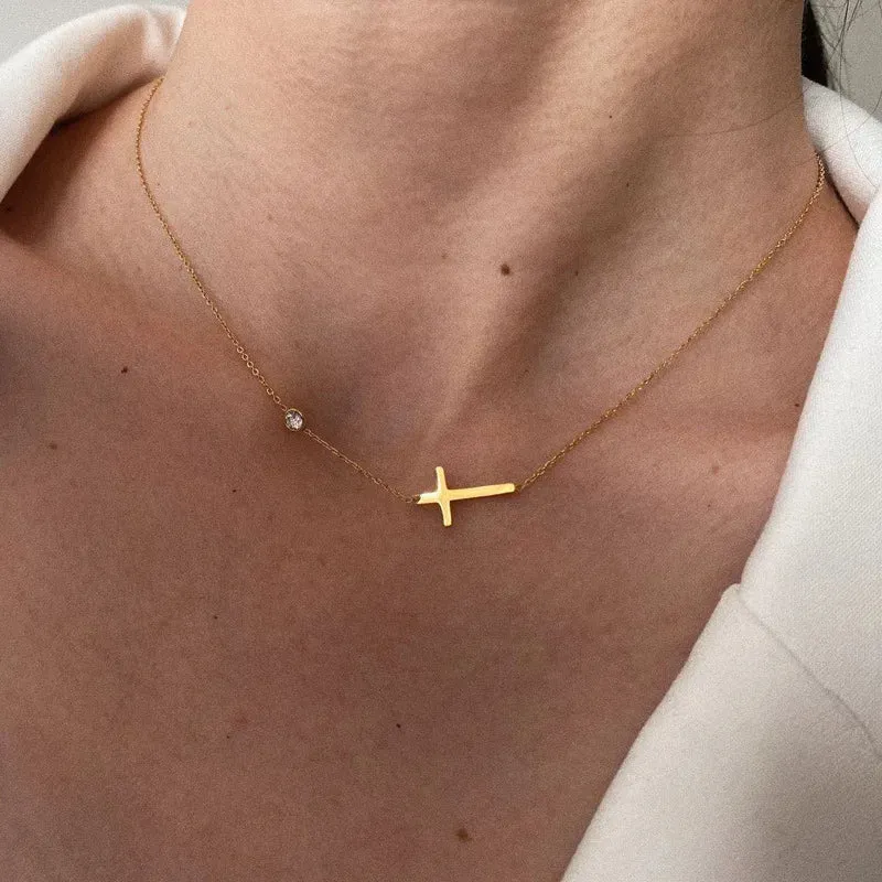 Vintage Gold Cross Pendant Necklace made by Victoria Emerson