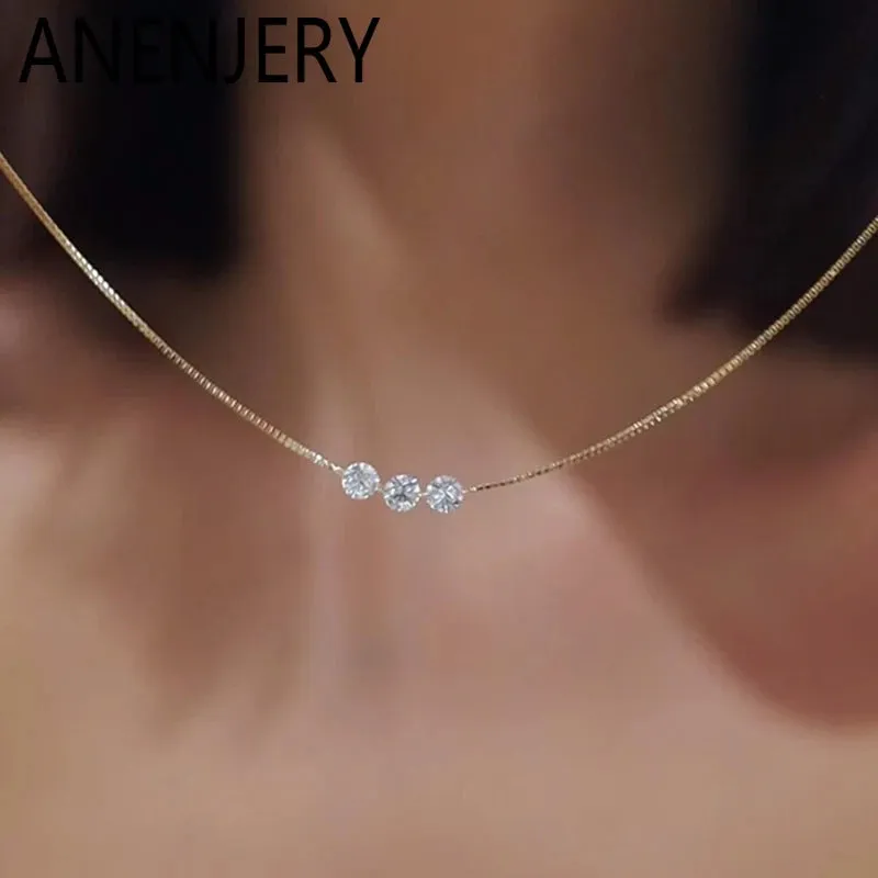 Triple Zircon Delicate Necklace made by Victoria Emerson
