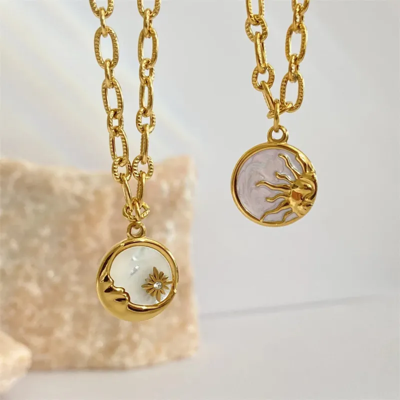 Sun & Moon Coin Pendant Necklace made by Victoria Emerson