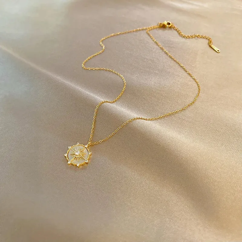 Zircon Shell Flower Pendant Necklace sold by Victoria Emerson product image thumbnail 3