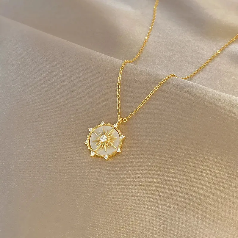 Zircon Shell Flower Pendant Necklace sold by Victoria Emerson product image thumbnail 4