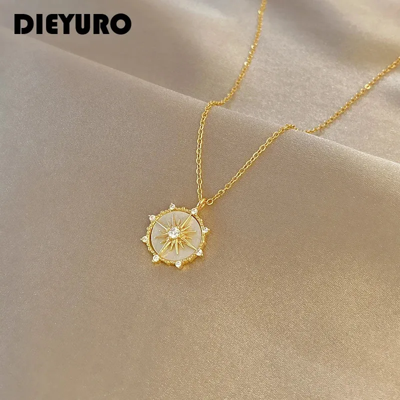Zircon Shell Flower Pendant Necklace sold by Victoria Emerson
