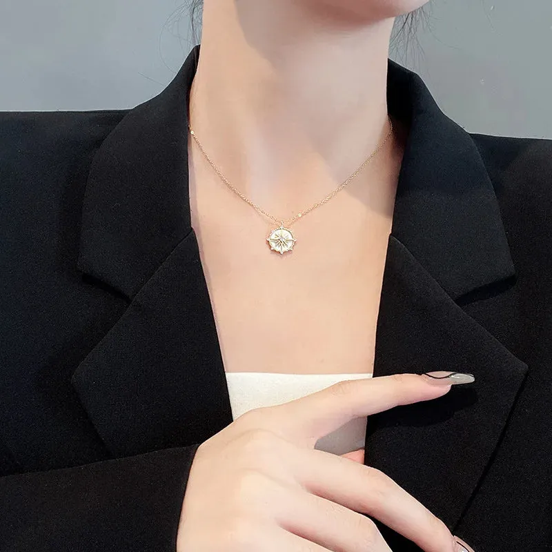 Zircon Shell Flower Pendant Necklace sold by Victoria Emerson product image thumbnail 2