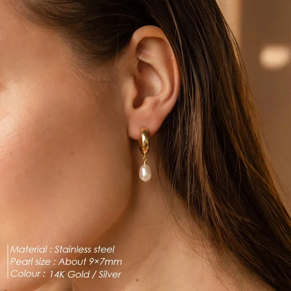 Gold-Plated Freshwater Pearl Drop Earrings sold by Victoria Emerson product image thumbnail 2