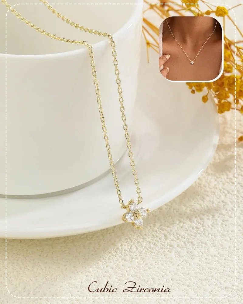 Dainty CZ Flower Pendant Necklace sold by Victoria Emerson product image thumbnail 4