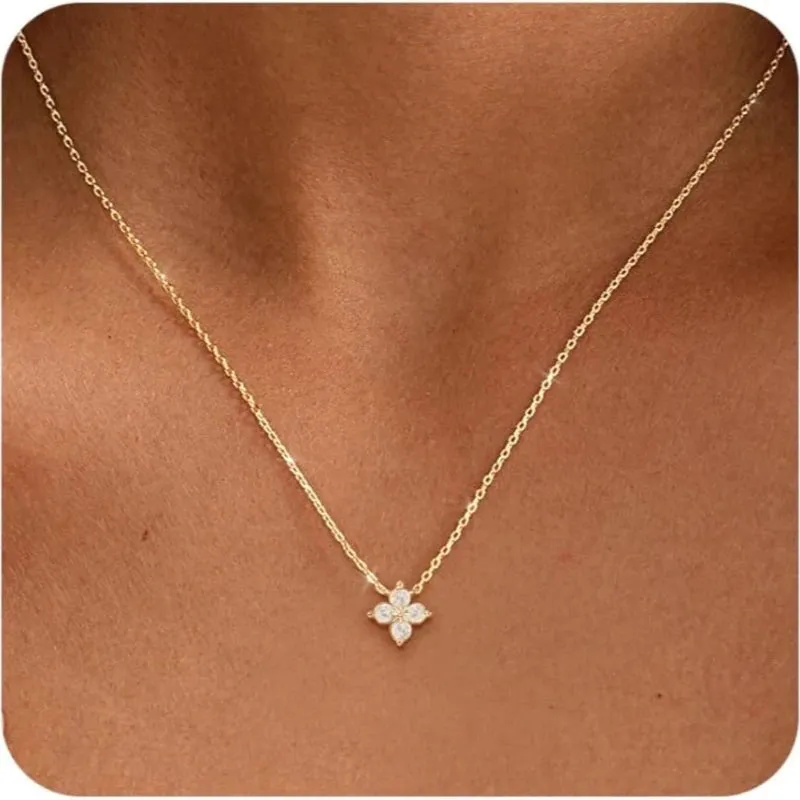 Dainty CZ Flower Pendant Necklace sold by Victoria Emerson
