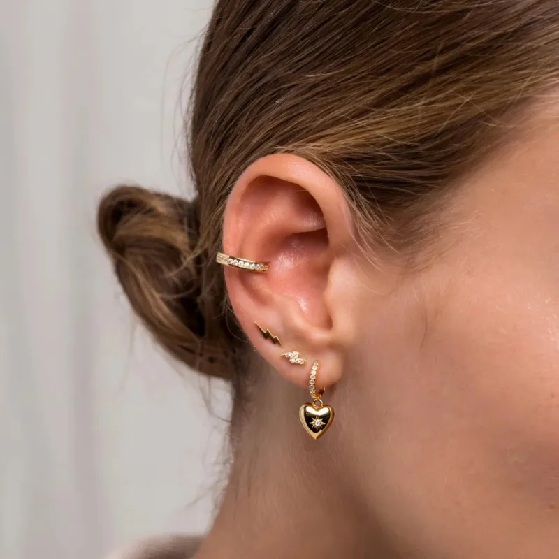 Heart Pendant Drop Earrings with Zircon made by Victoria Emerson