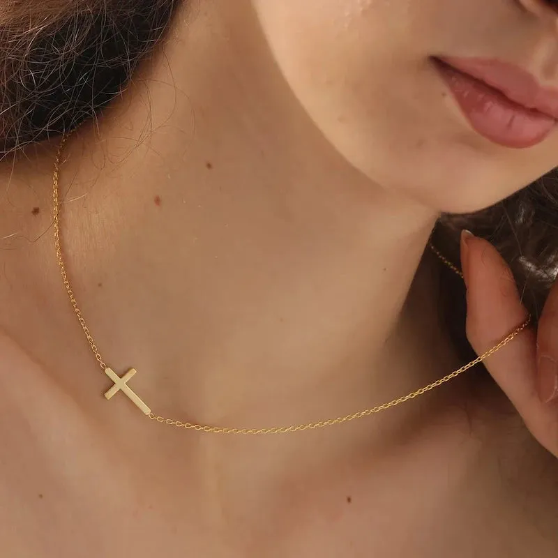 Sideways Cross Necklace made by Victoria Emerson