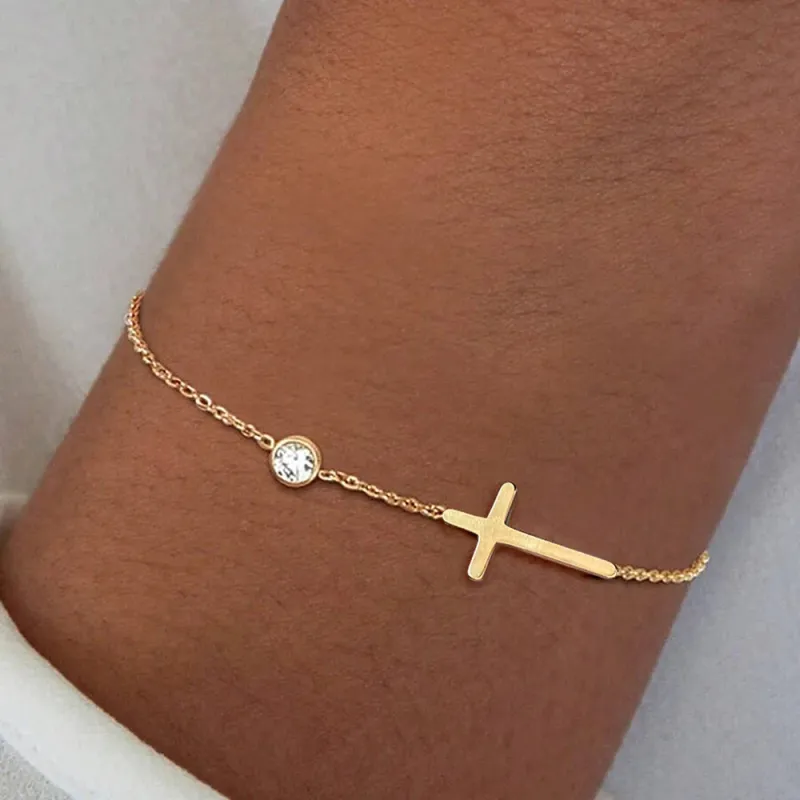 Dainty CZ Cross Bracelet made by Victoria Emerson