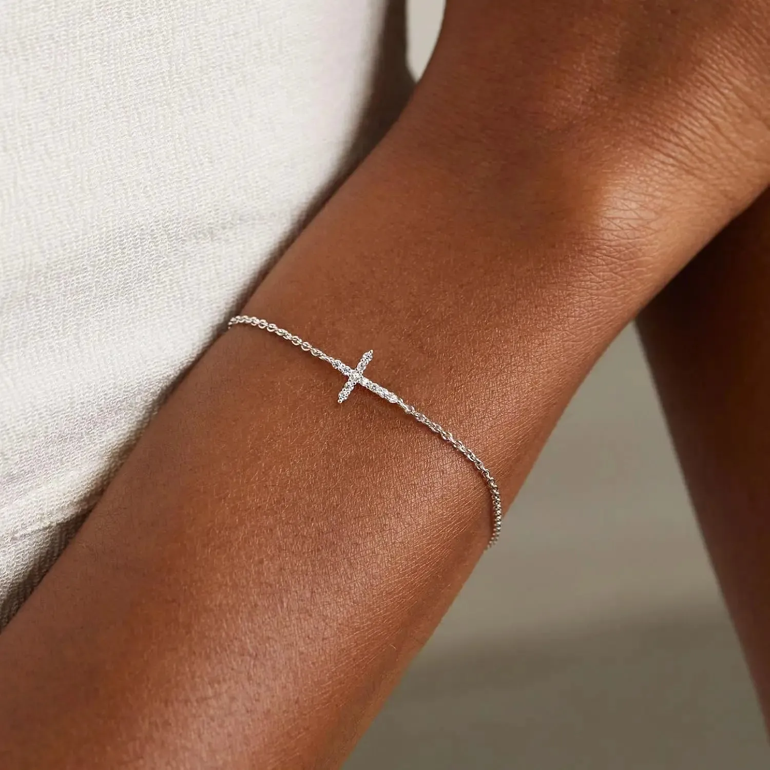 Sterling Silver Cross Chain Bracelet sold by Victoria Emerson product image thumbnail 2