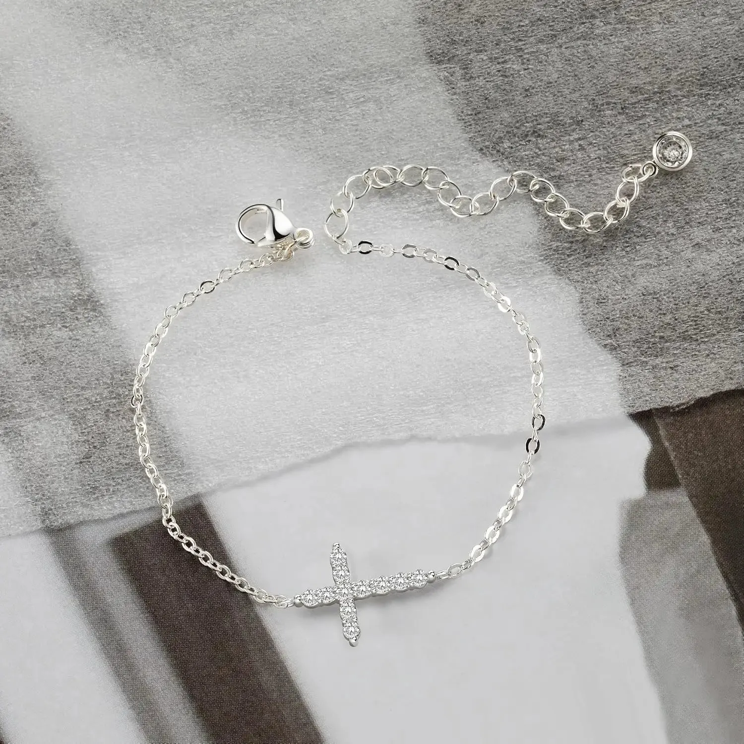Sterling Silver Cross Chain Bracelet sold by Victoria Emerson product image thumbnail 3