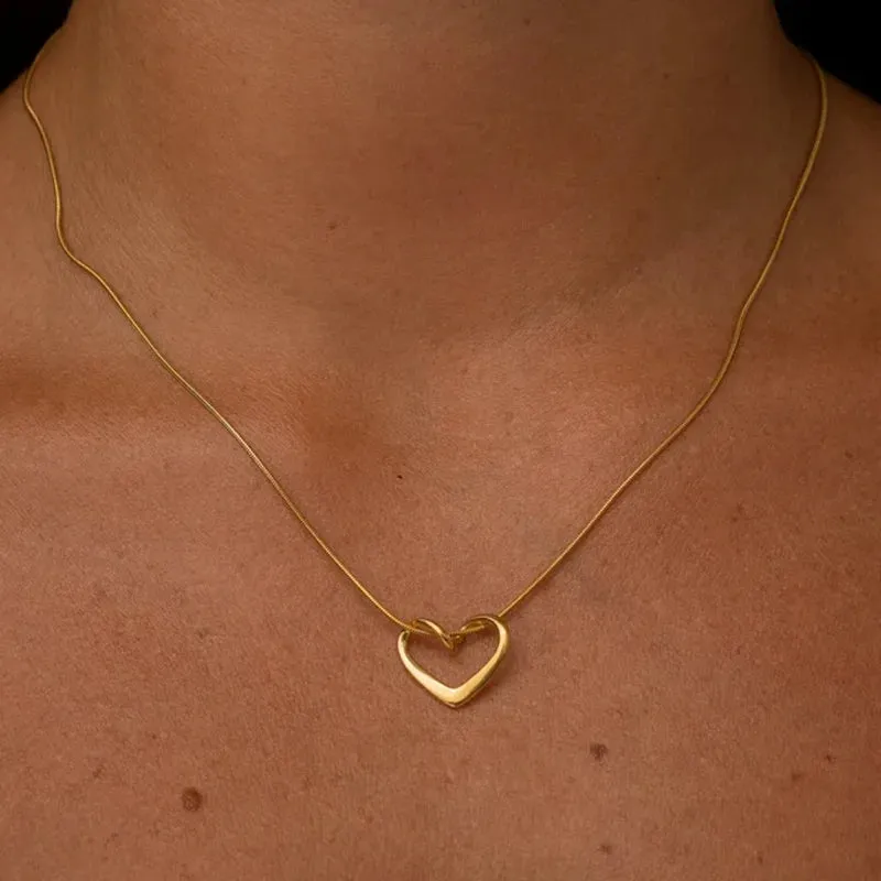 Gold Heart Pendant Necklace made by Victoria Emerson