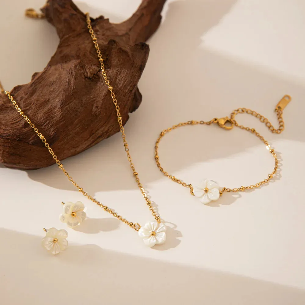 Dainty Gold Flower Jewelry Set sold by Victoria Emerson product image thumbnail 4