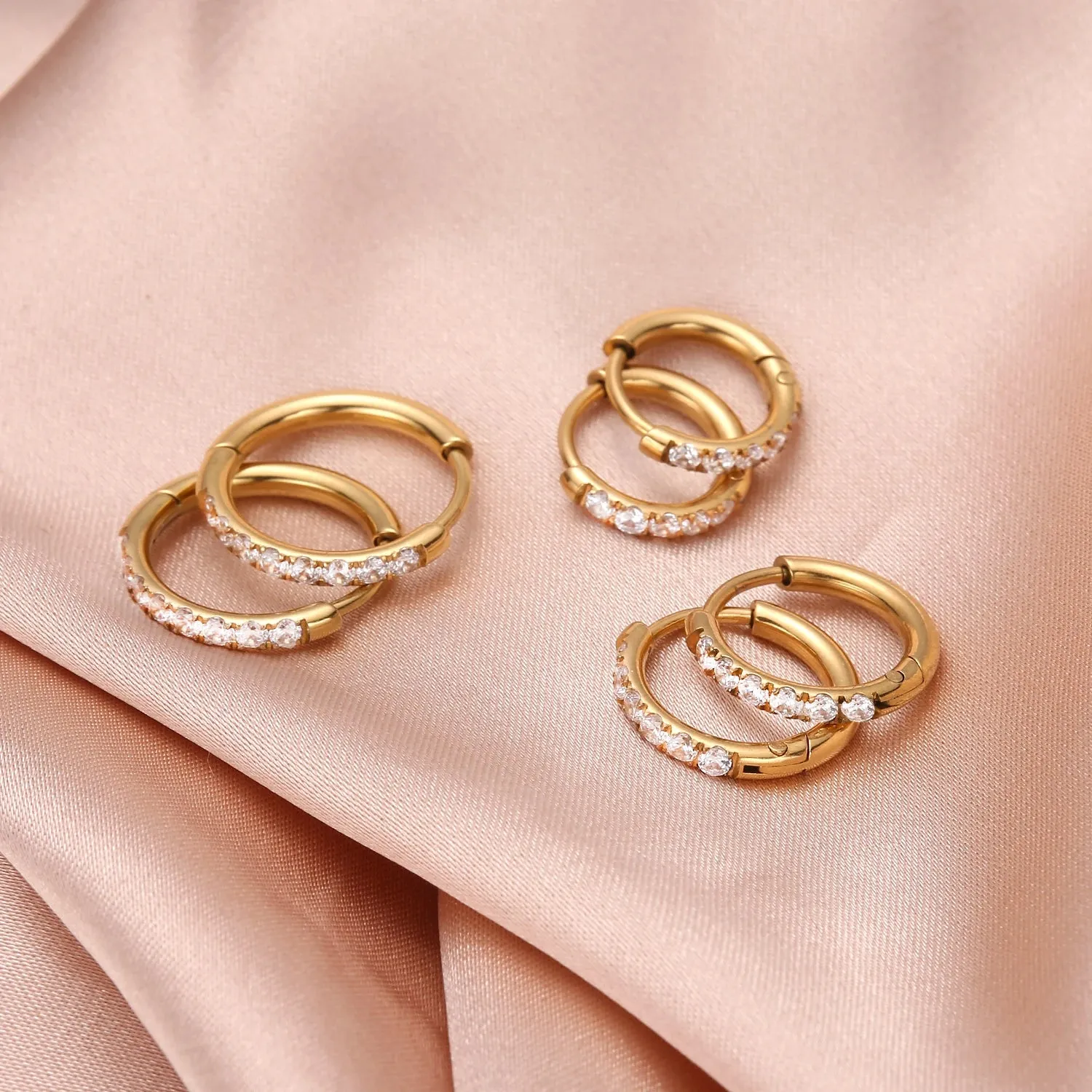 Huggie Hoop Earrings with Cubic Zirconia sold by Victoria Emerson product image thumbnail 3