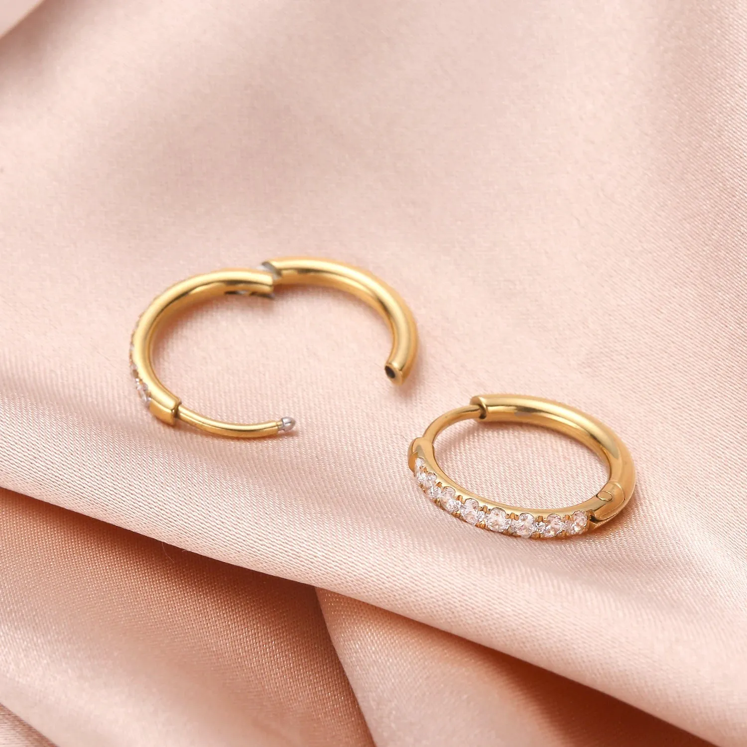 Huggie Hoop Earrings with Cubic Zirconia sold by Victoria Emerson product image thumbnail 4