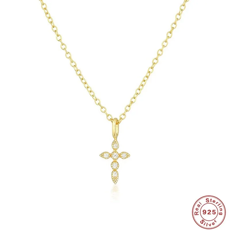 Crystal Zircon Cross Pendant Necklace made by Victoria Emerson