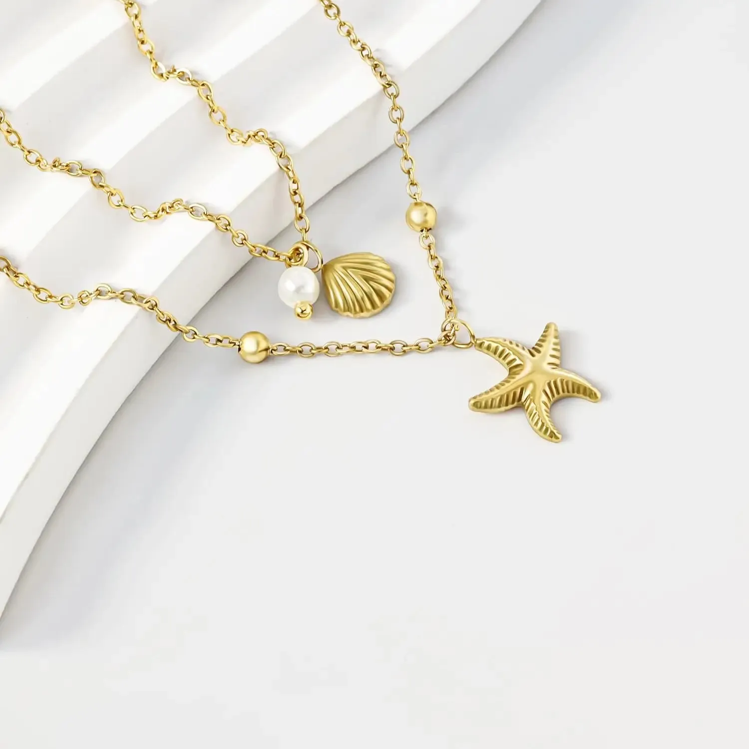Shell & Pearl Layered Necklace sold by Victoria Emerson product image thumbnail 5