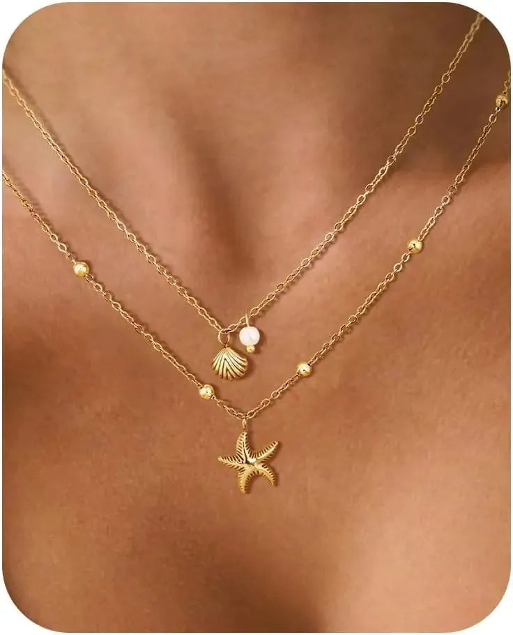 Shell & Pearl Layered Necklace sold by Victoria Emerson product image thumbnail 2