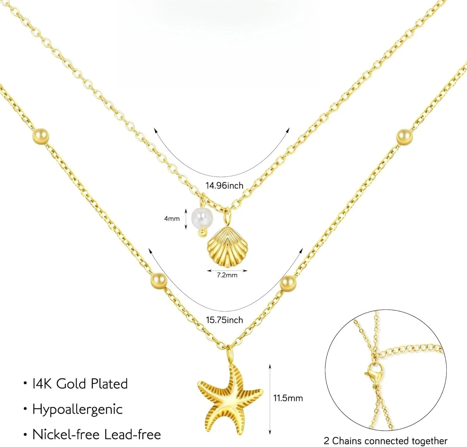 Shell & Pearl Layered Necklace sold by Victoria Emerson product image thumbnail 3