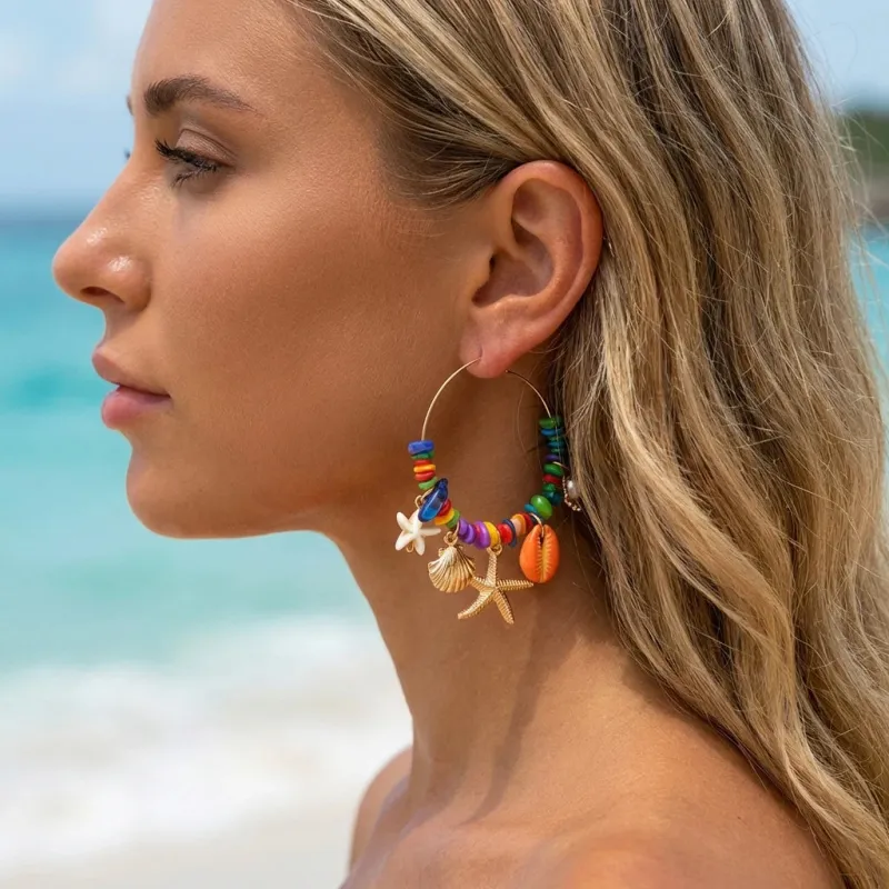Rainbow Hoop Earrings made by Victoria Emerson