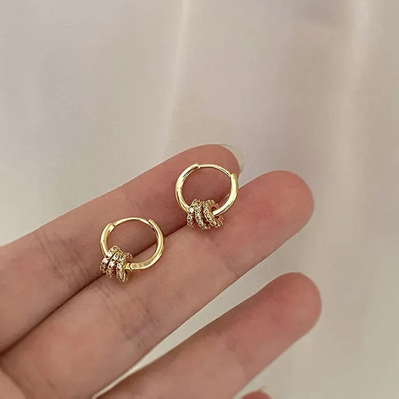 Gold Geometric Hoop Earrings with Zircon sold by Victoria Emerson product image thumbnail 3