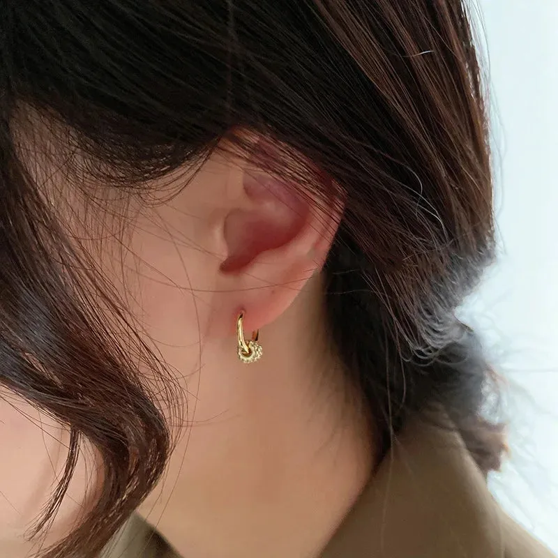 Gold Geometric Hoop Earrings with Zircon sold by Victoria Emerson product image thumbnail 4