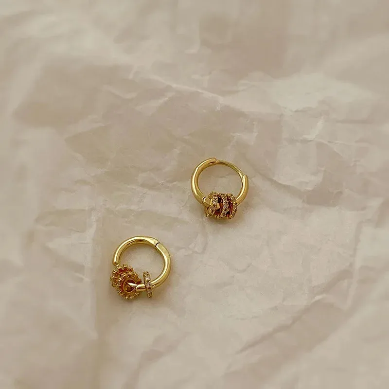 Gold Geometric Hoop Earrings with Zircon sold by Victoria Emerson product image thumbnail 5