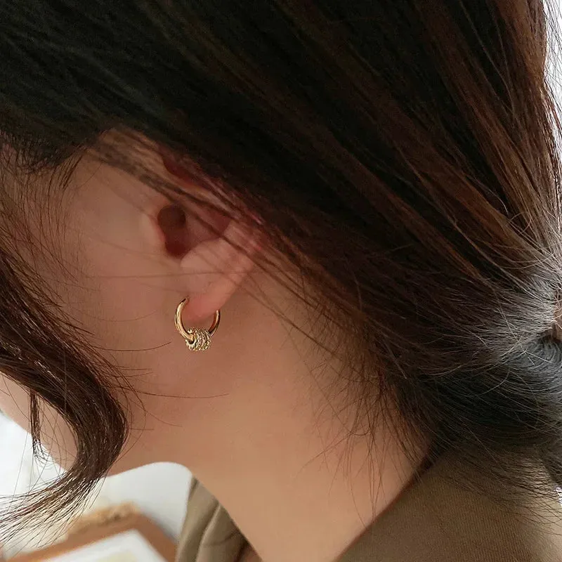 Gold Geometric Hoop Earrings with Zircon sold by Victoria Emerson product image thumbnail 2