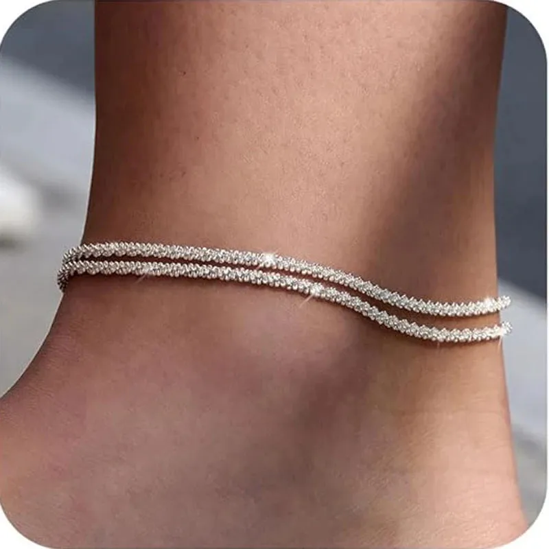 Layered Cuban Link Anklet Set made by Victoria Emerson