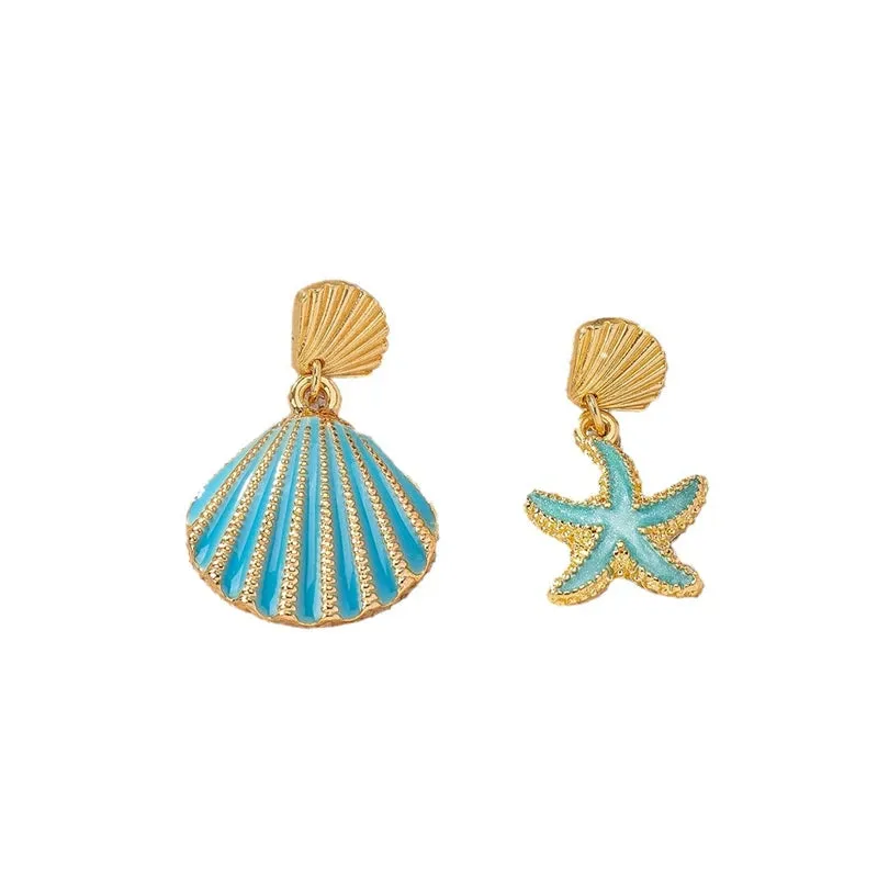 Asymmetrical Shell & Starfish Drop Earrings sold by Victoria Emerson product image thumbnail 5