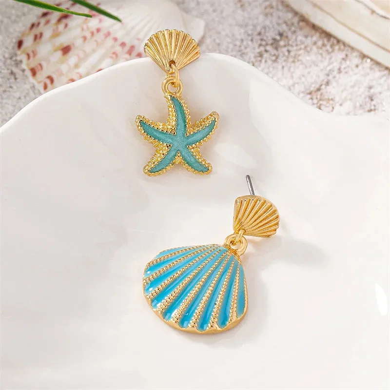 Asymmetrical Shell & Starfish Drop Earrings sold by Victoria Emerson product image thumbnail 2
