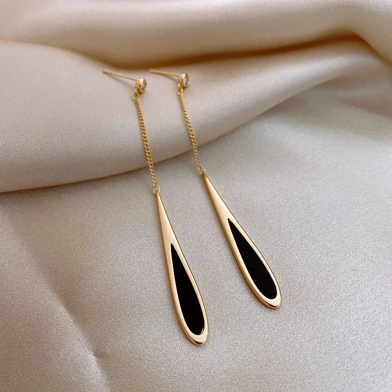 Black Tassel Drop Earrings made by Victoria Emerson