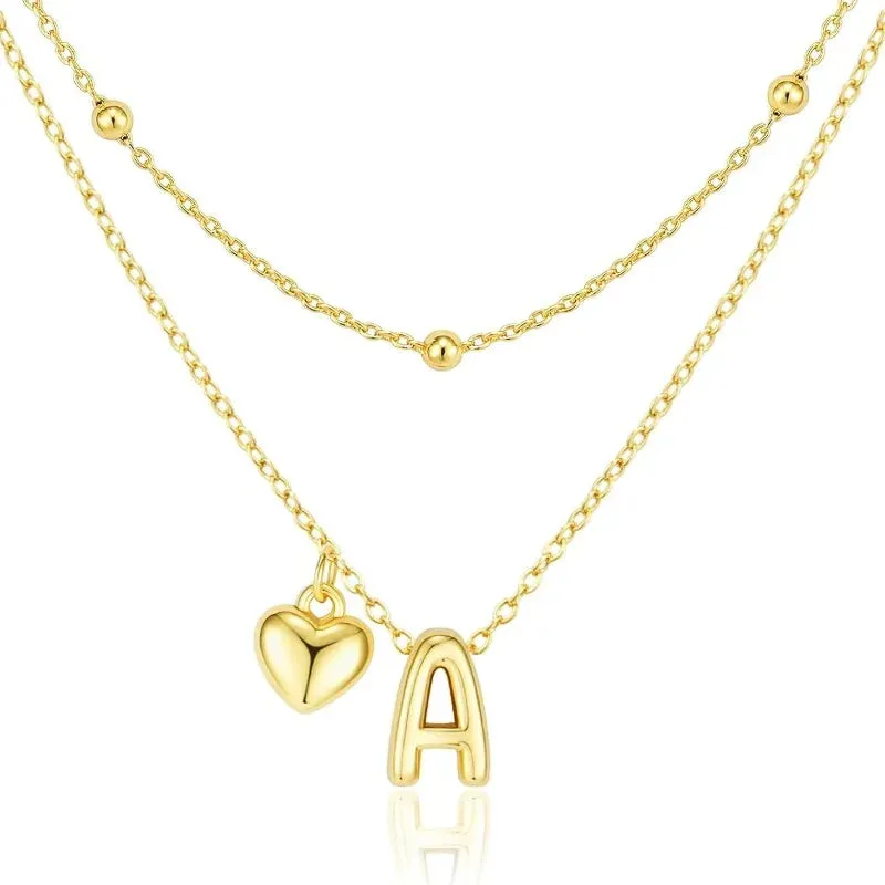 Heart Initial Layered Necklace made by Victoria Emerson