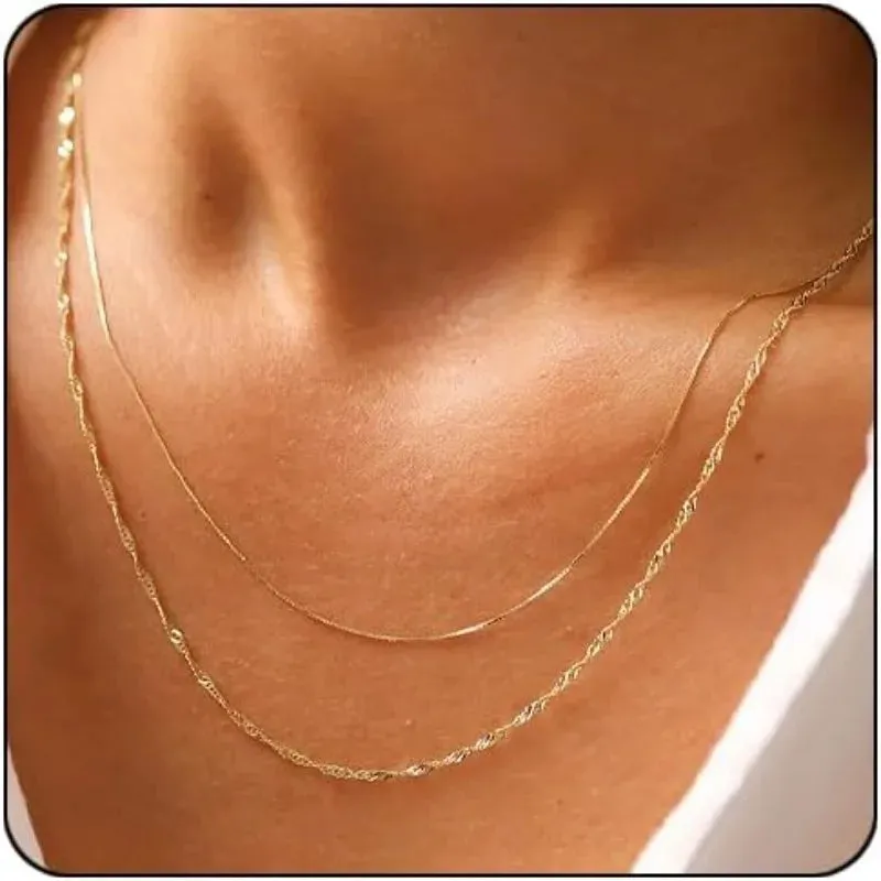 Layered Thin Chain Necklace Set made by Victoria Emerson