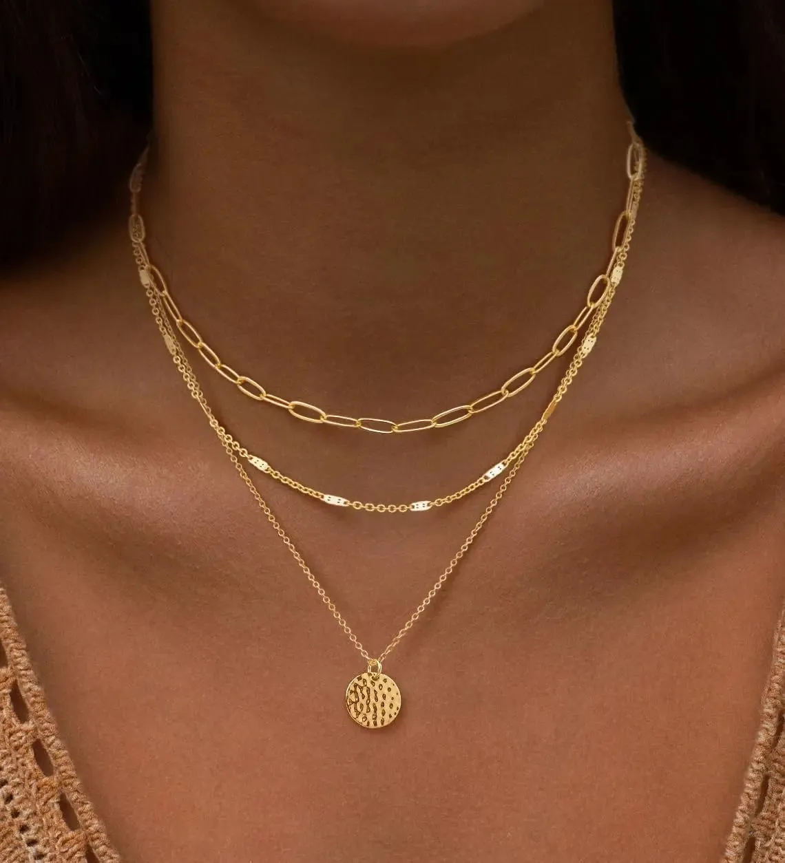 Gold Paperclip Layered Necklace sold by Victoria Emerson product image thumbnail 4