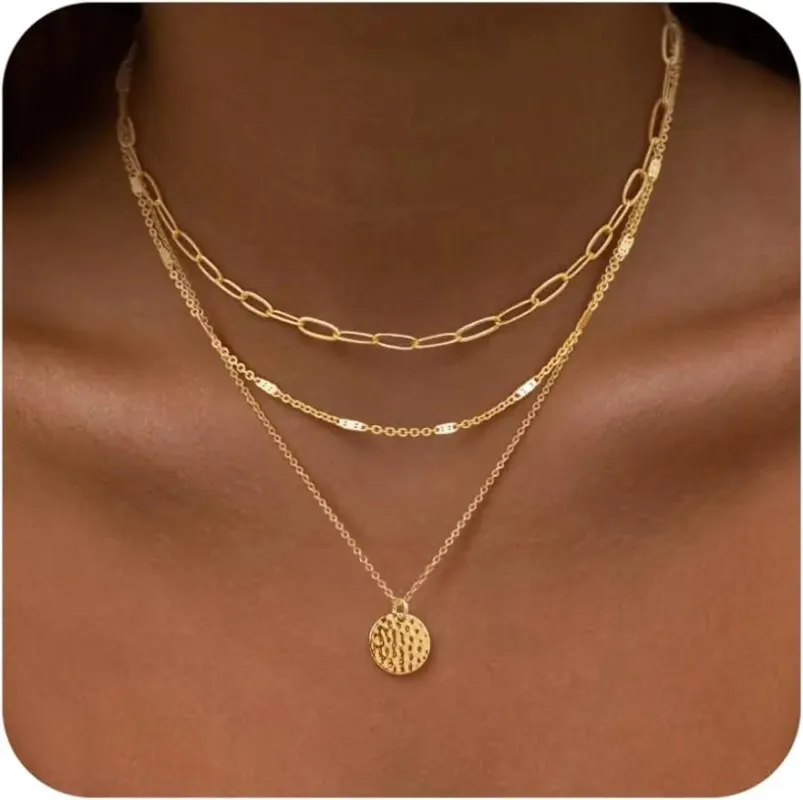 Gold Paperclip Layered Necklace made by Victoria Emerson