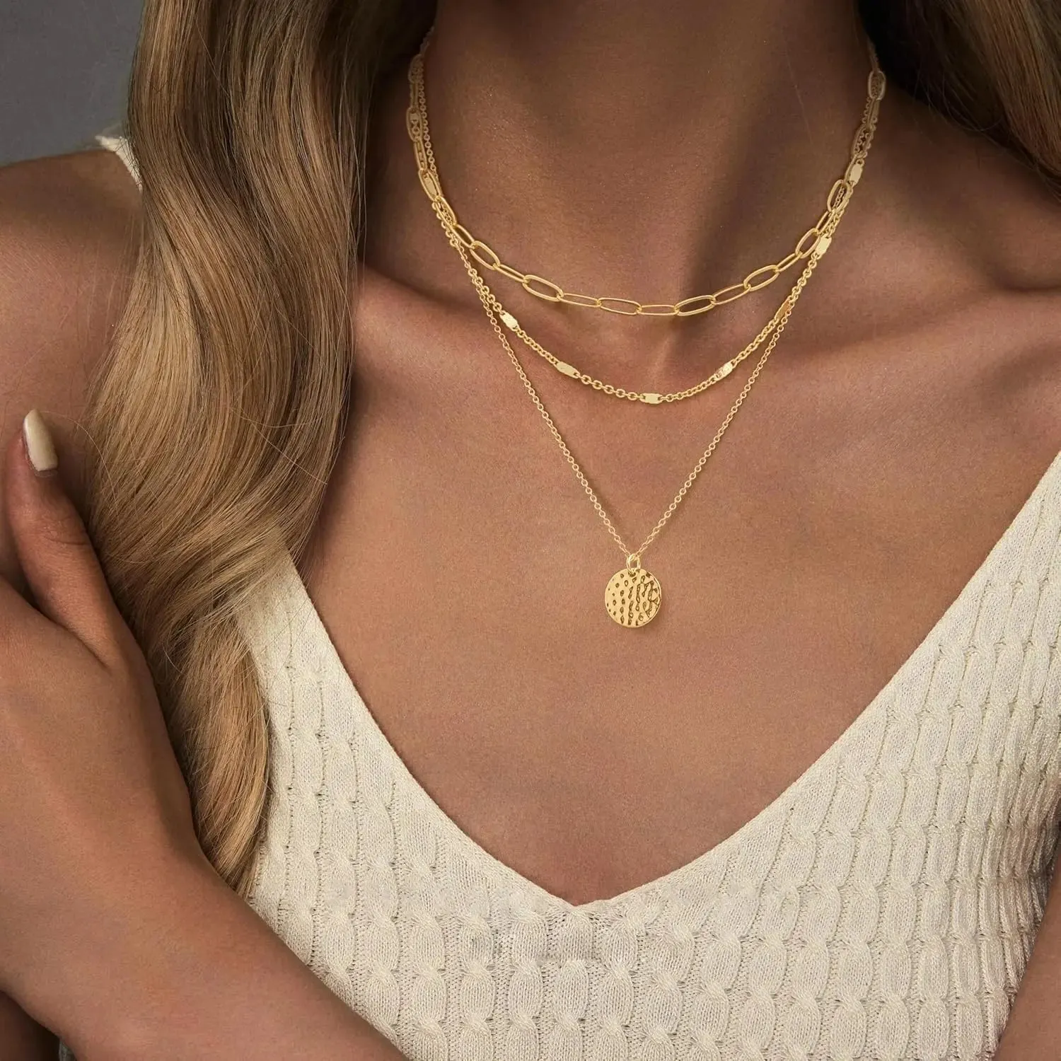 Gold Paperclip Layered Necklace sold by Victoria Emerson product image thumbnail 3