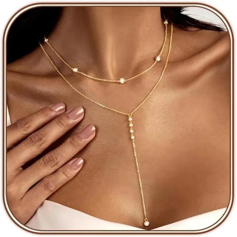 CZ Beaded Y-Body Chain Necklace made by Victoria Emerson