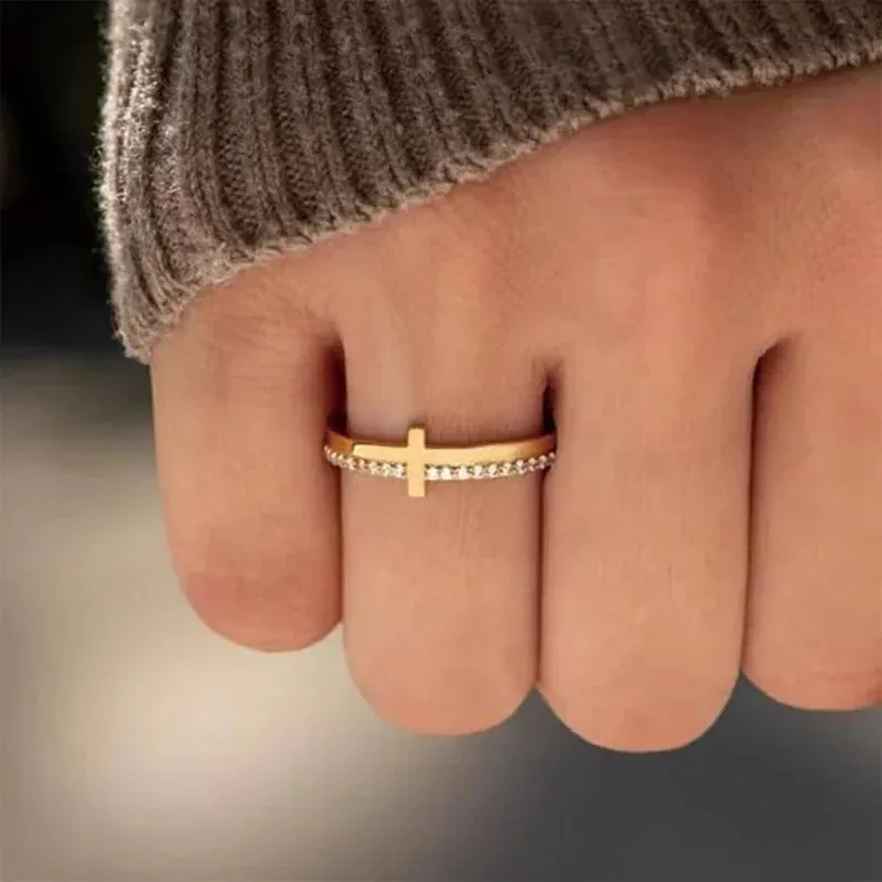 CZ Cross Stacking Ring made by Victoria Emerson