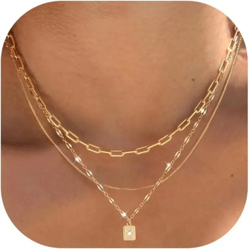 3-Piece Layered Gold Necklace Set made by Victoria Emerson