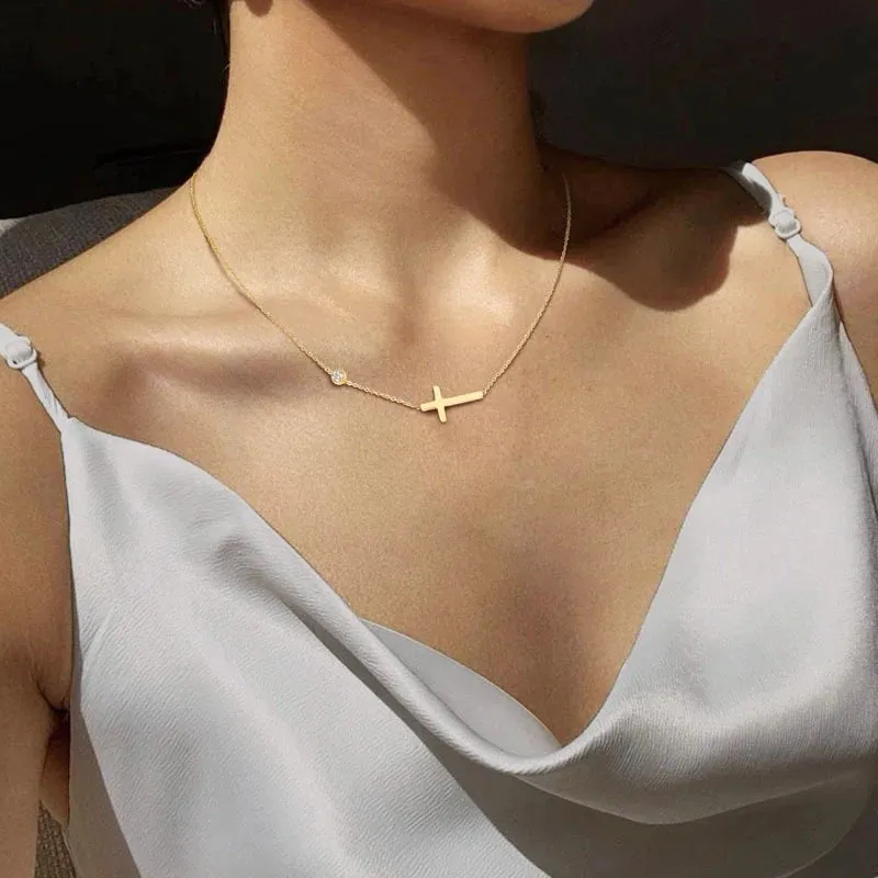 Dainty Sideways Cross Choker made by Victoria Emerson