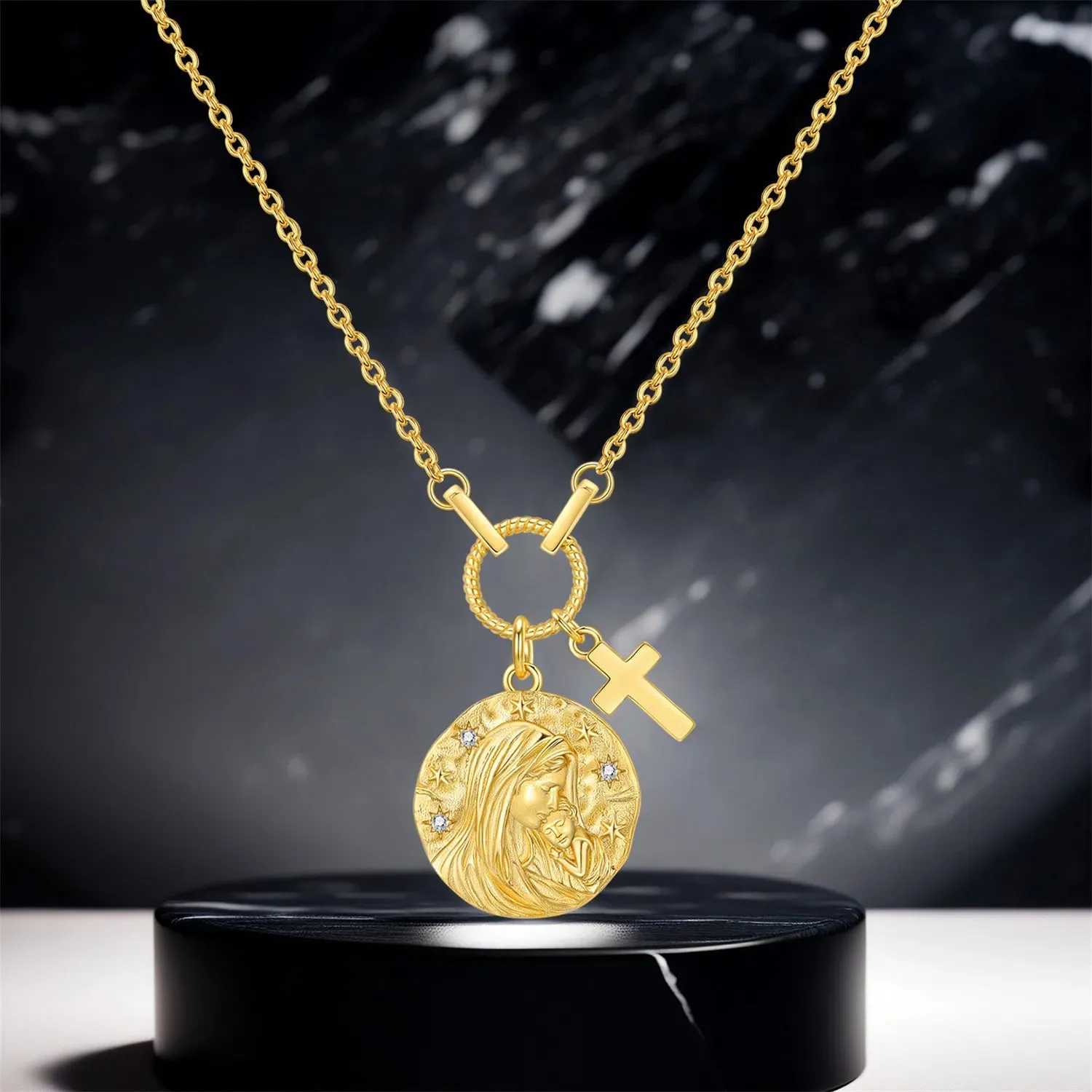 Virgin Mary Cross Necklace sold by Victoria Emerson product image thumbnail 5