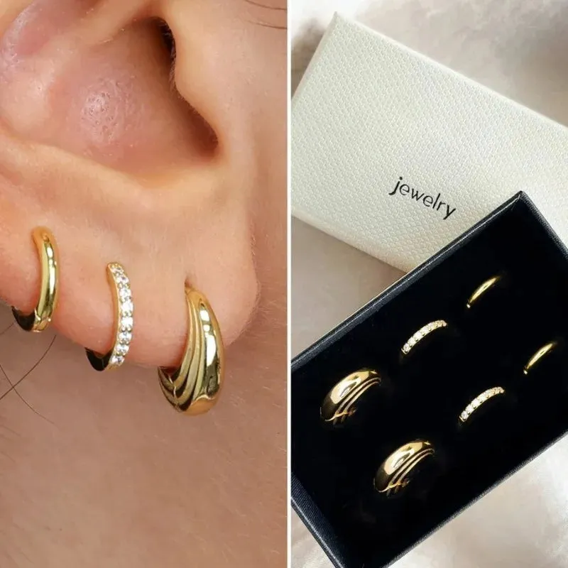 3-Pair CZ Hoop Earring Set made by Victoria Emerson