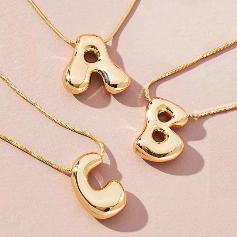 Bubble Letter Initial Pendant Necklace made by Victoria Emerson