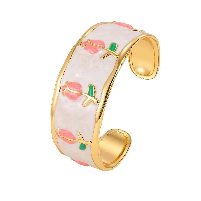 Enamel Tulip Cuff Bracelet made by Victoria Emerson