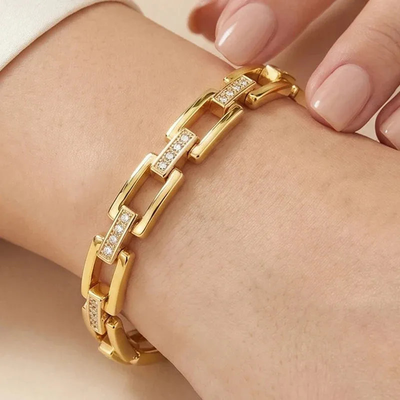 Gold Geometric Link Bangle made by Victoria Emerson