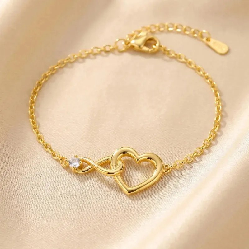 Gold Infinity Heart Bracelet made by Victoria Emerson