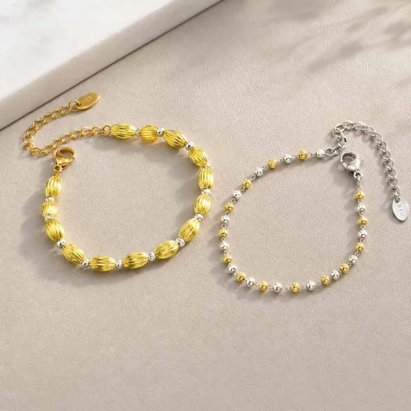 Two-Tone Beaded Chain Bracelet made by Victoria Emerson