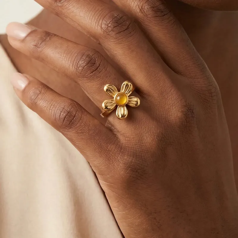 Citrine Flower Ring made by Victoria Emerson